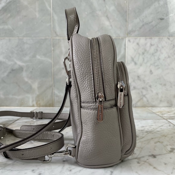 💕Michael Kors Abbey Studded Grey Pebble Leather Mini Backpack - Picture 5 of 12